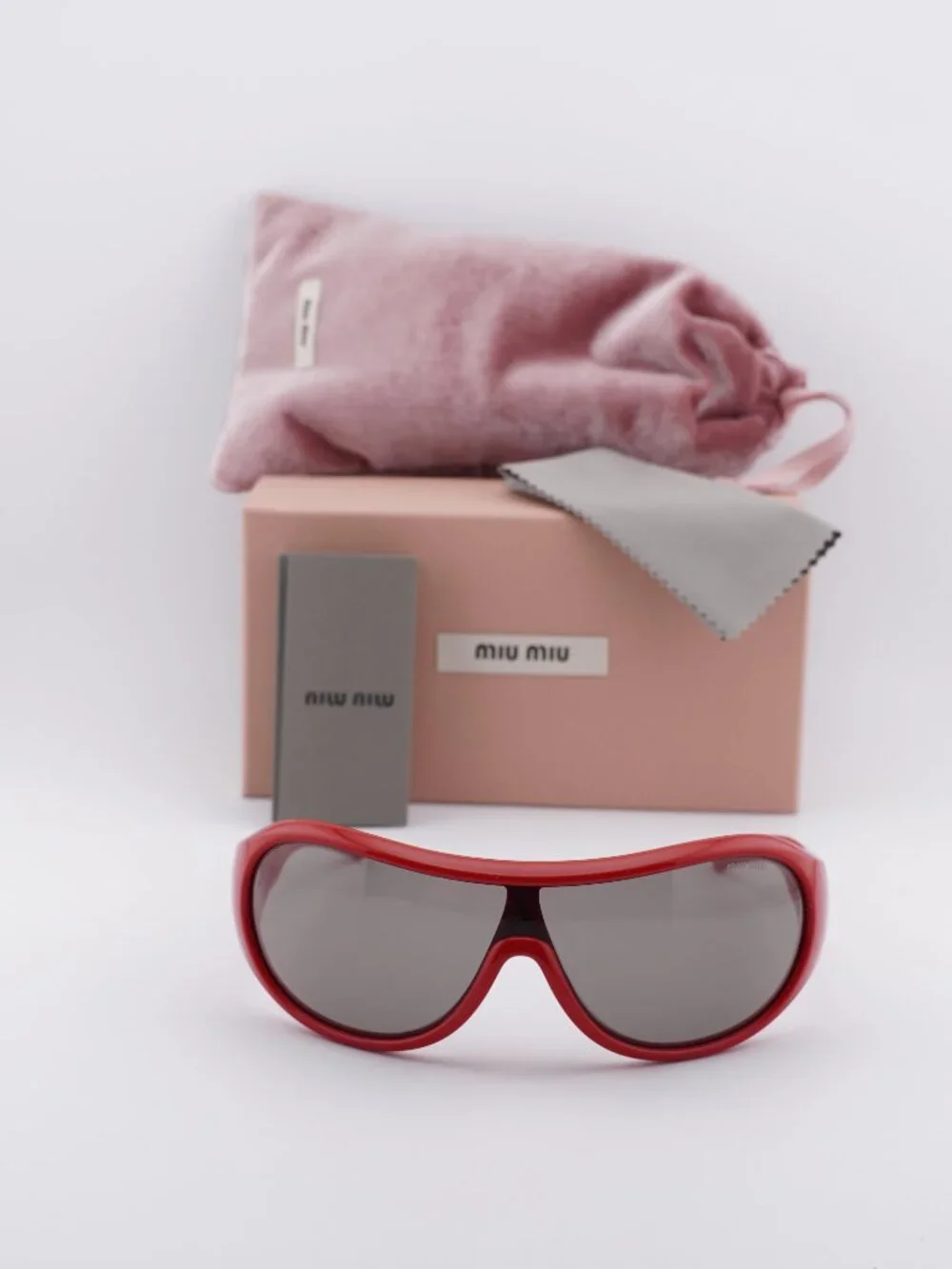 Miu Miu MU B14SU 27N8 0Q Shield Sunglasses - Red / Grey